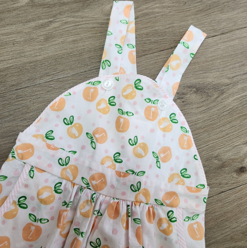 James & Lottie Anna Peaches Bubble Romper | Size 5 | 100% Cotton